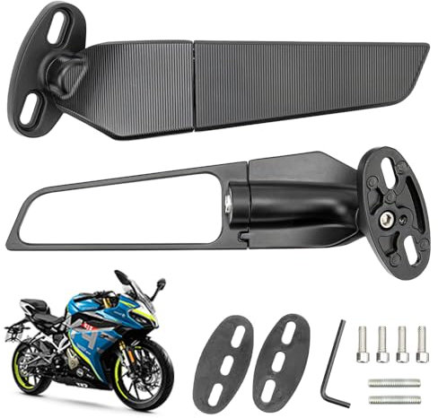 innislink 2Pcs Specchietti Retrovisori per Moto, Universali Specchietti Retrovisori Moto,Specchietti Girevole Regolabile,Vento Ala Specchio di Ricambio Specchietti Stealth regolabili e rotanti a 360°