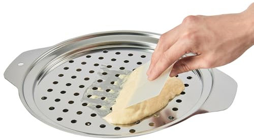 Stainless Steel Spaetzle Maker Lid with Scraper, Traditional German Egg Noodle Maker Pan Pot Pasta veggies Strainer