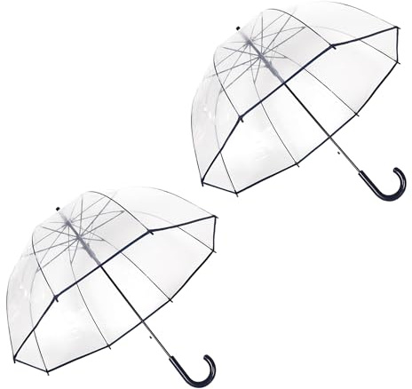 ThreeH 2 Piezas Paraguas Burbuja Transparente con Apertura Automática Agarre Antideslizante Cubierta POE para Mujeres Fotografía Nupcial Exterior o Uso Diario