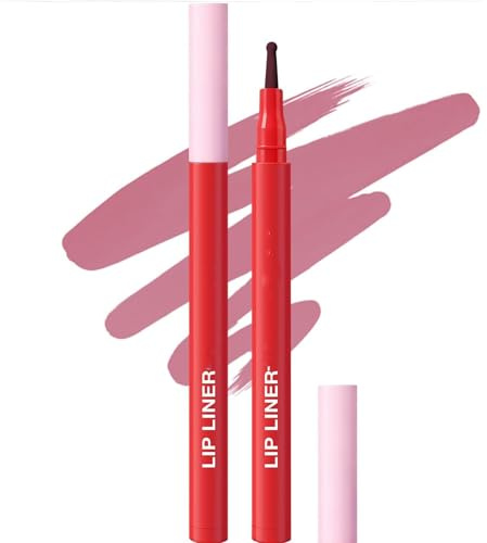 Lip Liner Stain - Pink Matte Lip Liner Stain Pencil - Long-Lasting Lip Liner with Soft Precision Tip - Easy to Apply, Smudge-Proof & Transfer-Resistant - Enhances Natural Lip Shape #8 ROSEWOOD