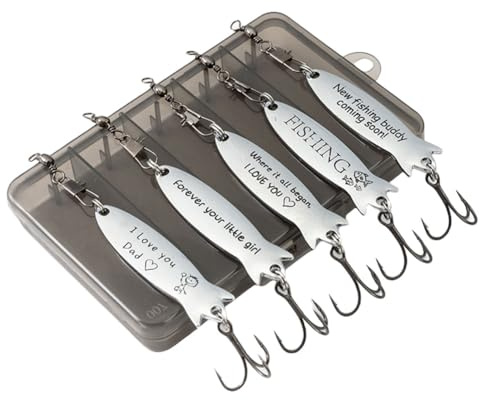 Generic 5 esche da pesca in metallo con scatola per tackle, spoonbait, wobbler, wobbler, wobbler, regalo per papà