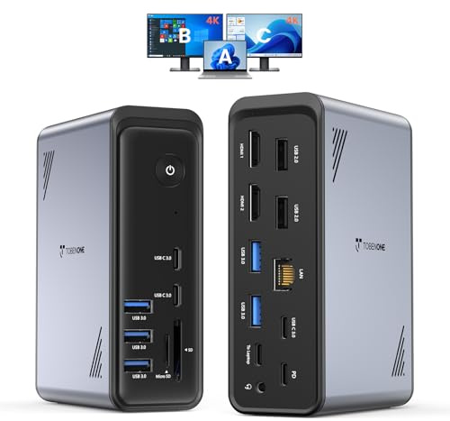 TobenONE 19-in-1 Laptop Docking Station Dual Monitor,10 USB C/A,2×4K HDMI