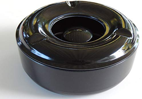 6 Windproof Commercial Quality Melamine Ashtray - Black