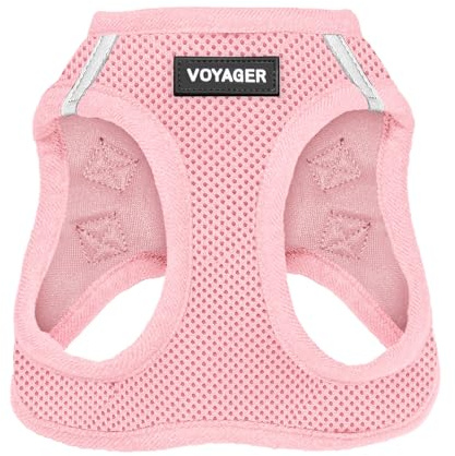 Best Pet Supplies Voyager Step-in Air Harness - All Weather Mesh, Reflective, No Pull Harness for Dogs, Cats - Secure with Hook & Loop Fastener, Buckle, Double D-Rings - Pink, XXXS