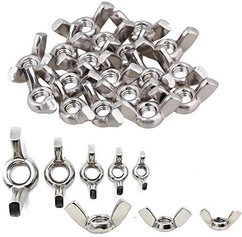 80 Teiliges Flügelmuttern Set, Schmetterling Flügelmuttern, Kohlenstoffstahl, M3 M4 M5 M6 M8 M10 M12 Flügelmuttern-Sortiment für Befestigungselemente, DIY-Werkzeuge, Silber