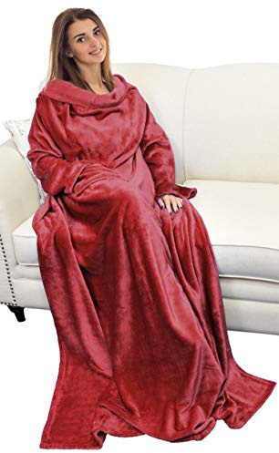 Catalonia Classy coperta in pile con maniche, micro peluche morbido visone coperta da indossare, soffice coperta, plaid maniche per uomini, donna, fidanzata, moglie, 185 x 130 cm, Regalo,Siamo dentro