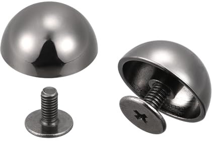 sourcing map Lot de 20 rivets creux à tête ronde en cuir Noir 15 x 7,5 mm