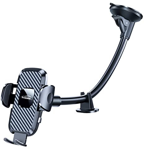KFZ Handyhalterung Auto Saugnapf Kein Kleber, Universal Handy Halterung Auto Handyhalterung mit Langem Schwanenhals für Windschutzscheibe, Handyhalter Auto Zubehör Kompatibel für iPhone Samsung USW