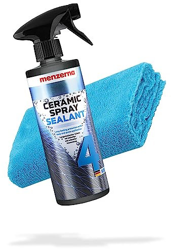 Menzerna Keramikversiegelungsset - Ceramic Spray Sealant Protection 500ml + Microfaser Poliertuch 550GSM | Auto Keramik Versiegelung Sprühwachs für eine optimale keramische Lackversiegelung