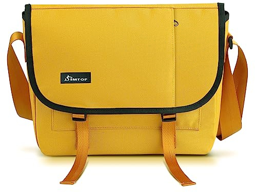 SIMTOP Etui pour Tablette Sac à Bandoulière Pour Homme Sac de Messager Avec Bandoulière Rembourrée Sac d'école Sac Pour Homme Pour le Travail, l'école, Uni Voyage Jaune