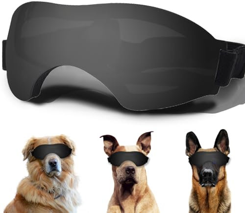 Mittelgroße Hundesonnenbrille, Hundebrille mit verstellbarem Riemen, UV-Schutz, winddicht, geeignet für mittelgroße Hunde, Haustierbrillen, Augenschutz