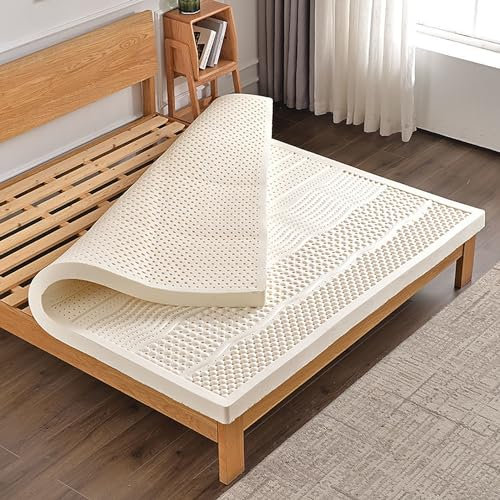 NaKeah Natürliche Latexmatratze, mittlere Feste Feelmatrating Topper für Rückenschmerzen mit abnehmbarem Deckendrucklinderung,2.5cm,90x200cm