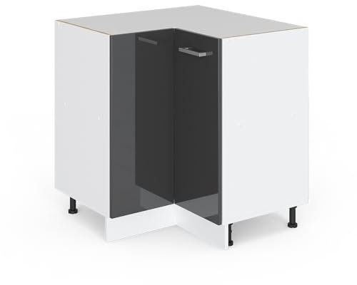 Vicco Eckschrank für Hausrat R-Line, Anthrazit Hochglanz, 75.6 cm mit Tür, ohne Arbeitsplatte