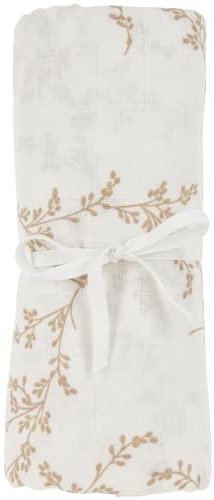 MEYCO Baby Swaddle XL Branches Pucktuch (verwendbar als Wickeltuch, Handtuch, Decke oder Schmusedecke, 100% Baumwolle, super weiches Baby Zubehör, Maße: 140 x 200 cm), Sand