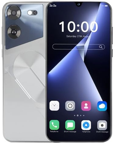 Smartphone Libre de 6.49in para Android 12, 6GB RAM 64GB ROM, con Procesador MTK6580A, WiFi, BT, FM, GPS, Cámara Frontal de 8MP y Cámara Trasera de 32MP (Silver)
