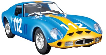Bburago - Ferrari 250 GTO Bleue Kit À Monter - Voiture Miniature De Collection en Métal À L’Échelle 1/24 - Modèle Réduit Officiel Ferrari Racing - Détails Réalistes - Edition Collector