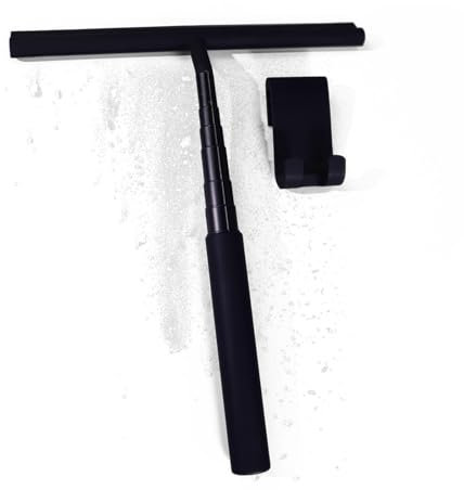 Duschskrapa Förlängba, duschskrapa med teleskopstång, avdragare dusch, silikon med hållare utan borrning, 23,5–95 cm justerbar vattenreglage för fönster, golv, duschkabiner