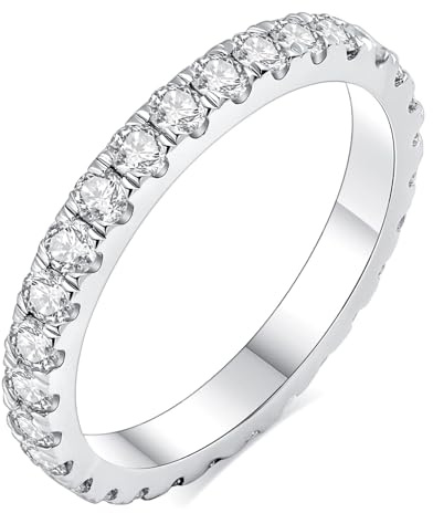 Mejewri Moissanite Wedding Ring for Women, 2.0MM Full Eternity Band