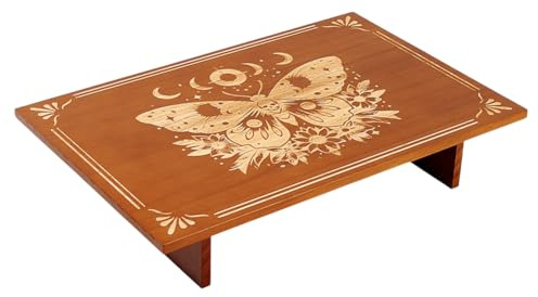 PH PandaHall Table d'autel Table D'des Phases du Papillon 30.5x20cm Tables de Méditation en Bois pour Décor Mystique, Gravé Wiccan, Cristaux, Bougies, L'encens ou Les, Petites Statues, Voyage