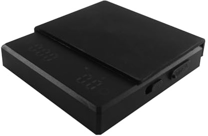 QUMOX Báscula de Café Digital Negra con Temporizador, Modos Inteligentes para Espresso y Pour-Over, Recargable por USB-C, Alta Precisión, Alfombrilla de Silicona Gris Resistente al Calor