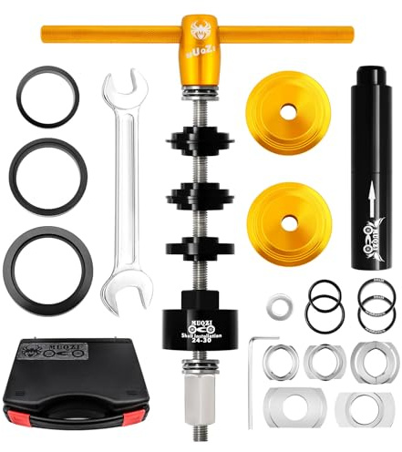RATSTONE Kit Inférieur De Vélo,Outil De Presse pour Direction Vélo,Extracteur Roulement Velo,Outil De Pressage Professionnel pour BB73 BB86 BB30 BB91 BB92 PF30(Jaune)