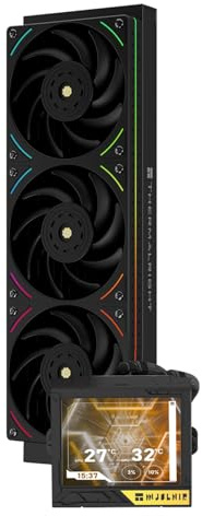 TR Mjolnir Vision 360 UB PRO ARGB Refrigerador negro de CPU Aio, sistema de refrigerador de agua especificación PC 360 con ventilador en línea,pantalla LCD de 3,5'' con resolución 640x480,para AM4/AM5
