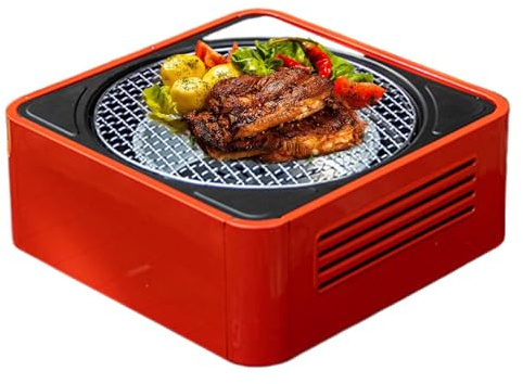 Bärbar campingspis – rund kolgrill för hem utomhus och camping – bordsrökare BBQ grill perfekt för bakgårdskakor och picknick