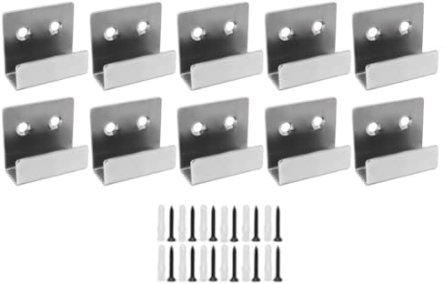 Homeponnew Lot de 10 clips de miroir robustes en acier inoxydable pour montage mural – Kit de suspension de miroir à large canal avec vis et ancrages, compatibles avec les miroirs sans cadre jusqu'à