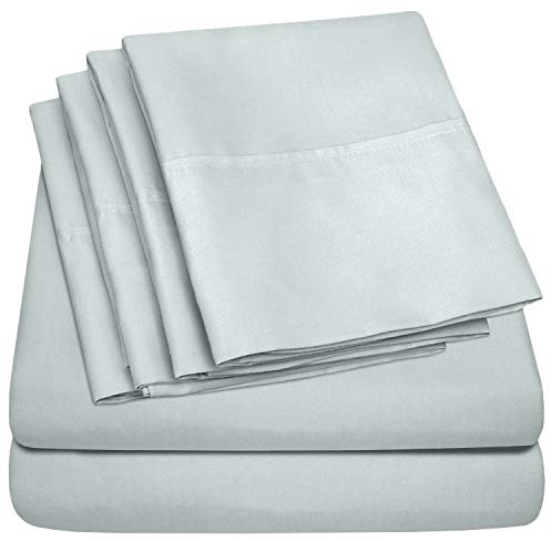 Sweet Home Collection 6 Piece Bed Sheets 1500 Thread Count Fine Microfiber Deep Pocket Set-Extra Pillow Cases, Value, King, Porcelain