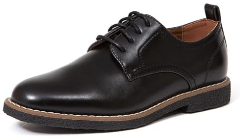 Deer Stags Boys' Zander Dress Oxford, Black/Black, 4.5 M Big Kid