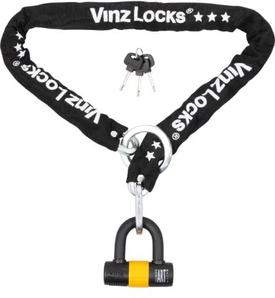 VINZ Kungur Candado de Moto | Antirrobo con Llave | Homologada ART 3 | Testado Acero Endurecido ø10mm | Candado de Cadena para Motos & Scooters - 150cm