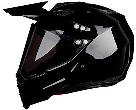 Woljay Casco da Moto Doppio Sport Casco da Fuoristrada Caschi da Motocross Sporco Bicicletta ATV UTV (Nero lucido, Medium)