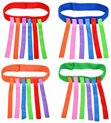 4Pcs Ziehen Spiel Fangen Laufen Geschwindigkeit Training Spielzeug Requisiten mit Hakenschlaufengurten für Mädchen Jungen (Blau Rot Orange Grün)