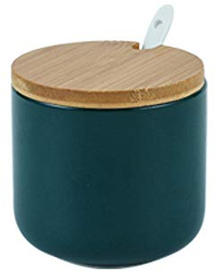 OnePine 260ml/9oz Sugar Bowl, Ceramic Spice Jar Salt Container with Lid and Spoon for Home and Kitchen