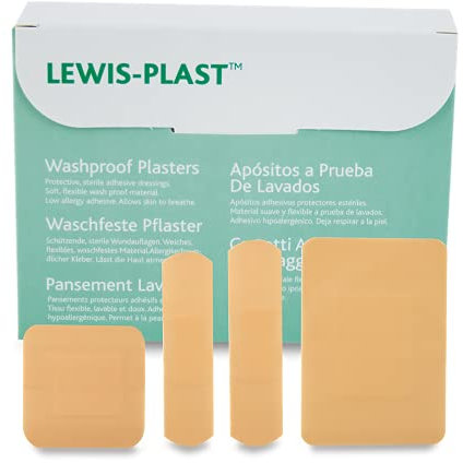 LEWIS-PLAST Premium Cerotti Impermeabili, Traspiranti e Assortiti, Adatti per Ogni Tipo di Ferite Minori e Graffi, Guarigione Veloce ed Efficace - Pacco da 100 Cerotti