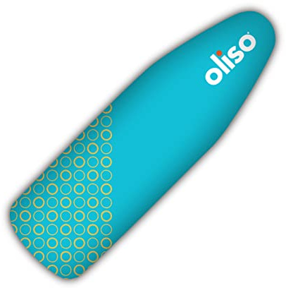 oliso Ironing Board Cover – 100% Cotton with Professional Felt Pad, Fits Standard 54 x 15 Boards – Secure Fit with Wide Elastic Edge & Adjustable Straps – Turquoise