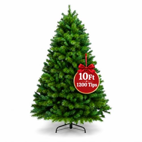 10ft (3.05M) Artificial Christmas Tree, Realistic Green with Metal Stand | Natural Green