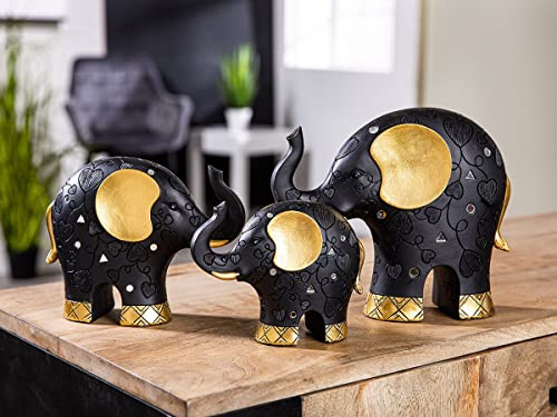 GILDE Elefant Ajok svart/guld, med spegelplattor H: 15 cm B: 7 cm D: 19 cm 37760