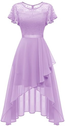 Wedtrend Cocktailkleid Damen Abendkleider Elegant für Hochzeit Brautjungfernkleider A Linie Chiffonkleid Damen Festlich Kurz WT0303LavenderS
