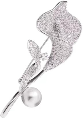 spilla da donna Spilla con fiori di diamanti per donna corpetto bouquet spilla da abito accessori per cappotti argento perlato pieno di diamanti