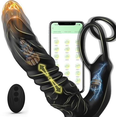 TDLPlus App-gesteuerter Analvibrator mit 9 Teleskop‑ und 9 Vibrationsmodi – Ergonomischer Analdildo & Analplug für Prostata-Stimulation, inkl. Doppel‑Penisring, Sexspielzeug für Männer & Paare