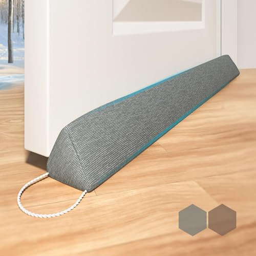 HIZH Boudin de porte triangulaire, 90 cm, extra lourd, lavable, isolation du vent et du bruit, rangement facile, gris