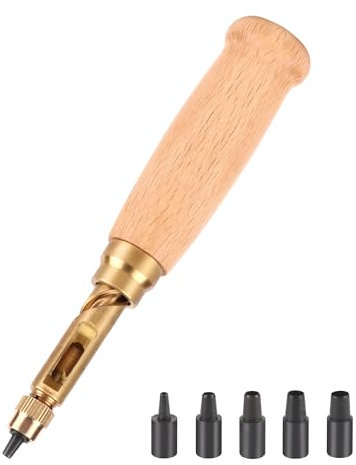 HO-SFSM Perforatrice à Papiers mono, Outil de Perforation de Cuir Automatique, 6 embouts (1,5 mm, 2 mm, 2,5 mm, 3 mm, 3,5 mm, 4 mm) pour couture, cuir, papier, artisanat