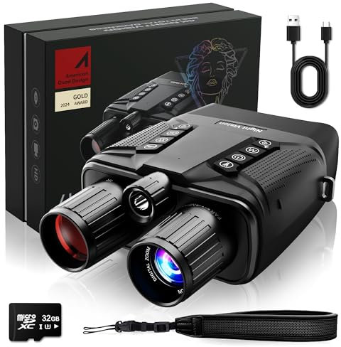 VISIOGEAR Night Vision Goggles - Eagle 4K Night Vision Binoculars for Adults, Dual Modes Binoculars with 5000mAh Battery, 32GB SD Card Included for Adventure and Surveillance, Black