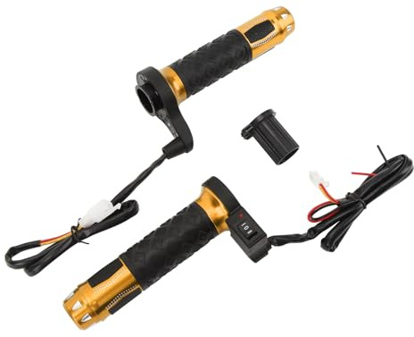 Empuñadura Calefactable para Manillar, Empuñadura Calefactable para Motocicleta de 12 V, 1 par de Ranuras de Acelerador Extraíbles para Tubo de 22 Mm (Gold)
