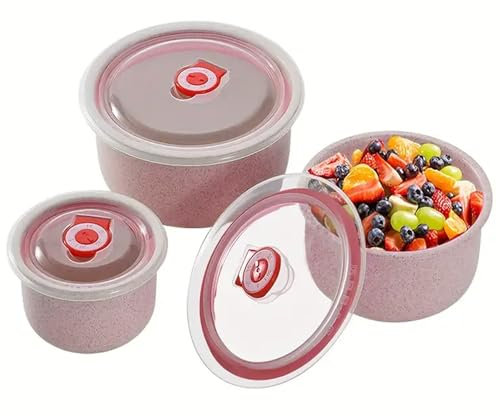 3-teiliges Set Frischhaltedosen, Vorratsdosen mit Deckel Luftdicht, BPA-Frei, Tupperdosen Set, Schüssel mit Deckel, Lunch-Box, Mikrowellengeschirr, Tupperbox, Pink