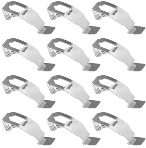 12 PCS Artwork Back Plate Fixing Clips，Photo Frame Clips ， Metal Spring Turn Clips for Picture Hanging, Silver Tone ，Silver Tone Metal Spring Fasteners for Hanging Artwork and Pictures (35x13mm)