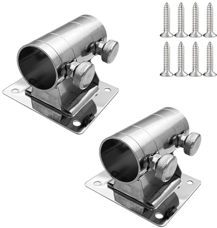 2 supporti per ombrelli, scatola da pesca portaombrelli con viti, morsetto scorrevole per ombrellone, 22-28 mm, regolabile