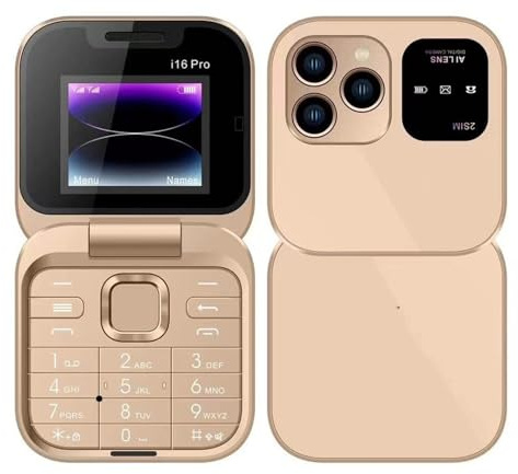 Telefoni cellulari per anziani, mini telefono cellulare pieghevole, ricaricabile, design con fotocamera posteriore HD, mini telefono cellulare 2G dual SIM dual standby