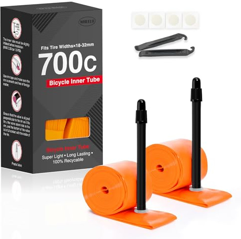 Hycline 2er-Pack TPU Fahrrad Schlauche: 700x18-32C (28 Zoll) Unisex Rennrad Ultraleichter Schlauch Presta-Ventil 65mm with 2 Reifenheber